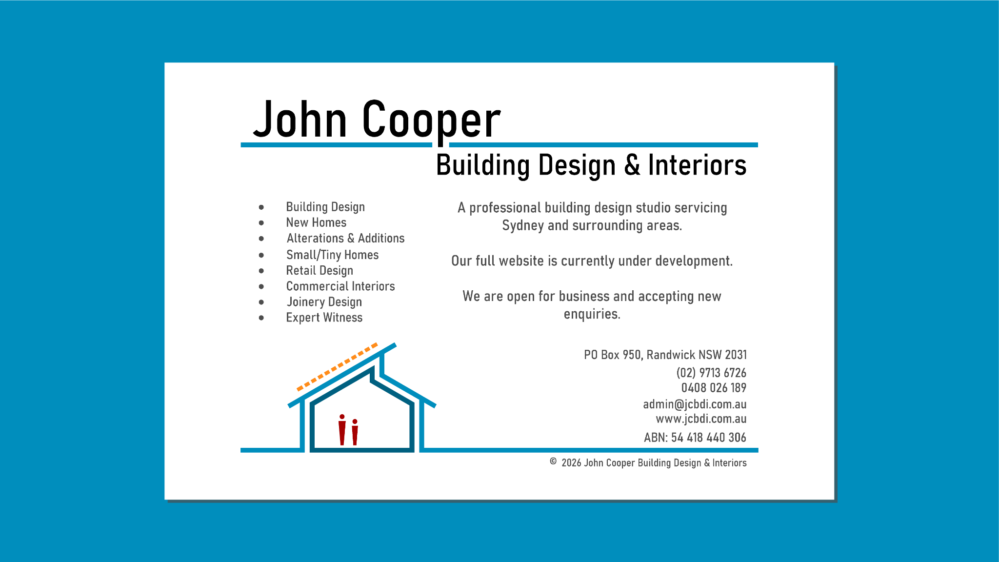 John Cooper Building Design & Interiors. A professional building design studio servicing Sydney and surrounding areas. Our full website is currently under development. We are open for business and accepting new enquiries.